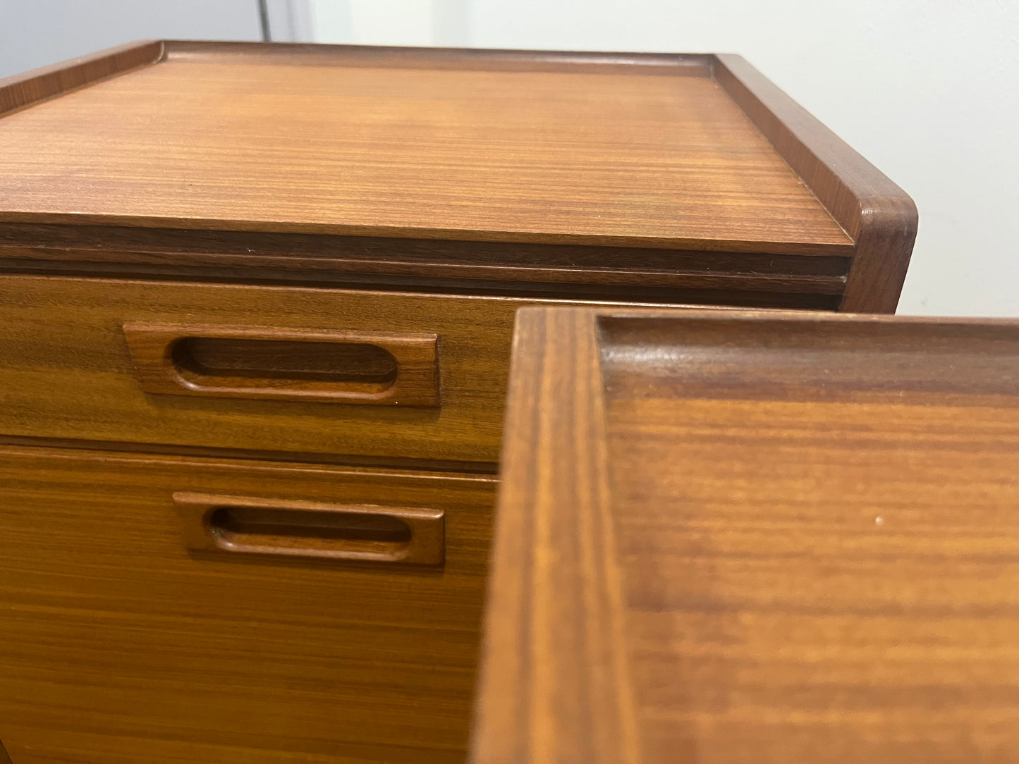 Bedside Cabinets, pair, White and Newton, Mid Century, rare