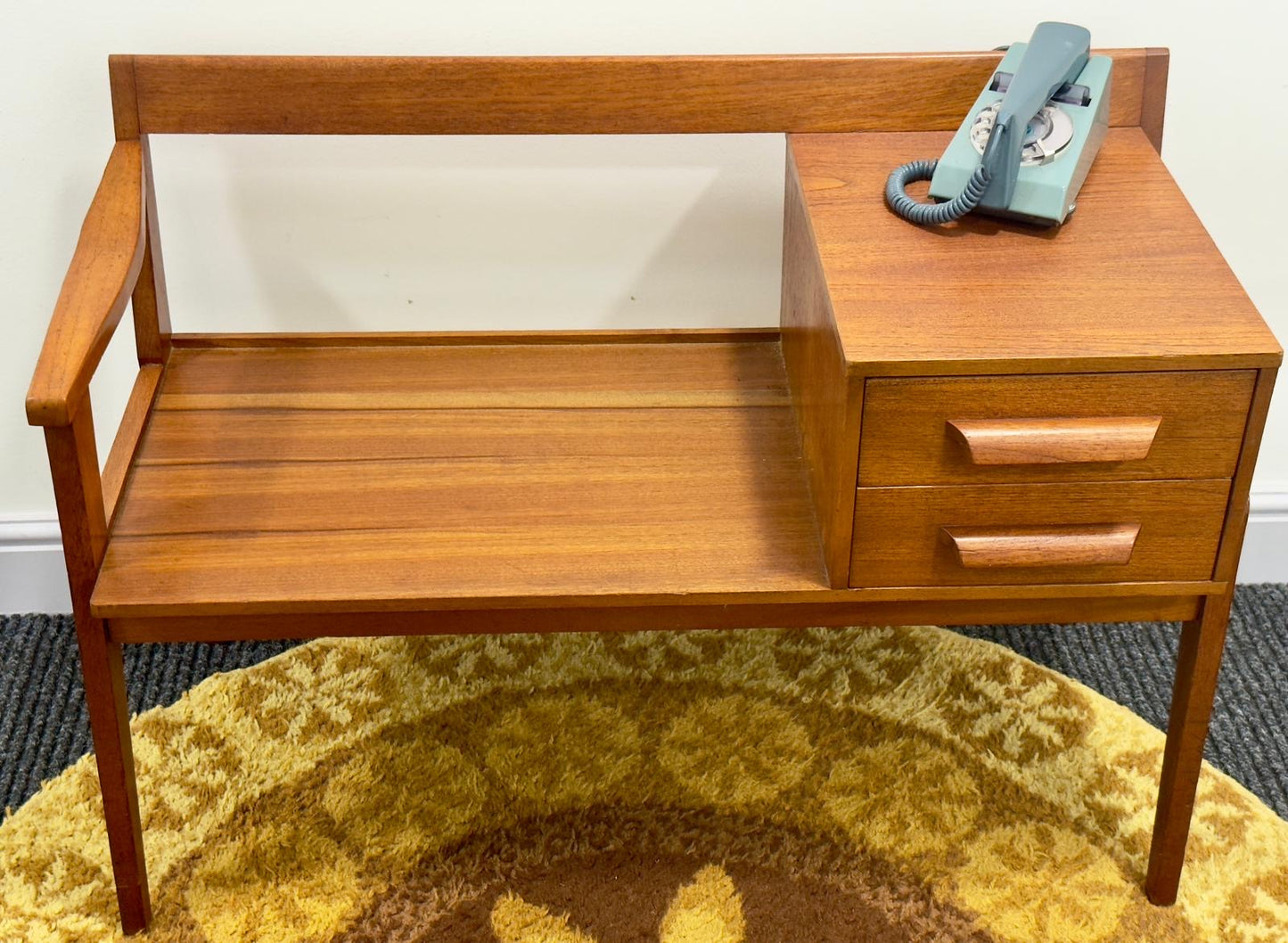 Mid Century hallway/telephone bench seat made by Chippy Heath. Vintage, retro