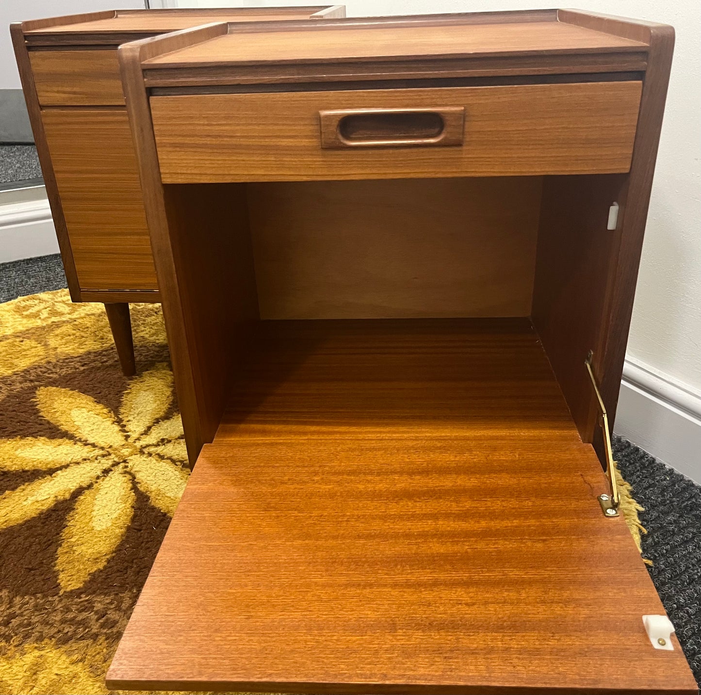 Bedside Cabinets, pair, White and Newton, Mid Century, rare