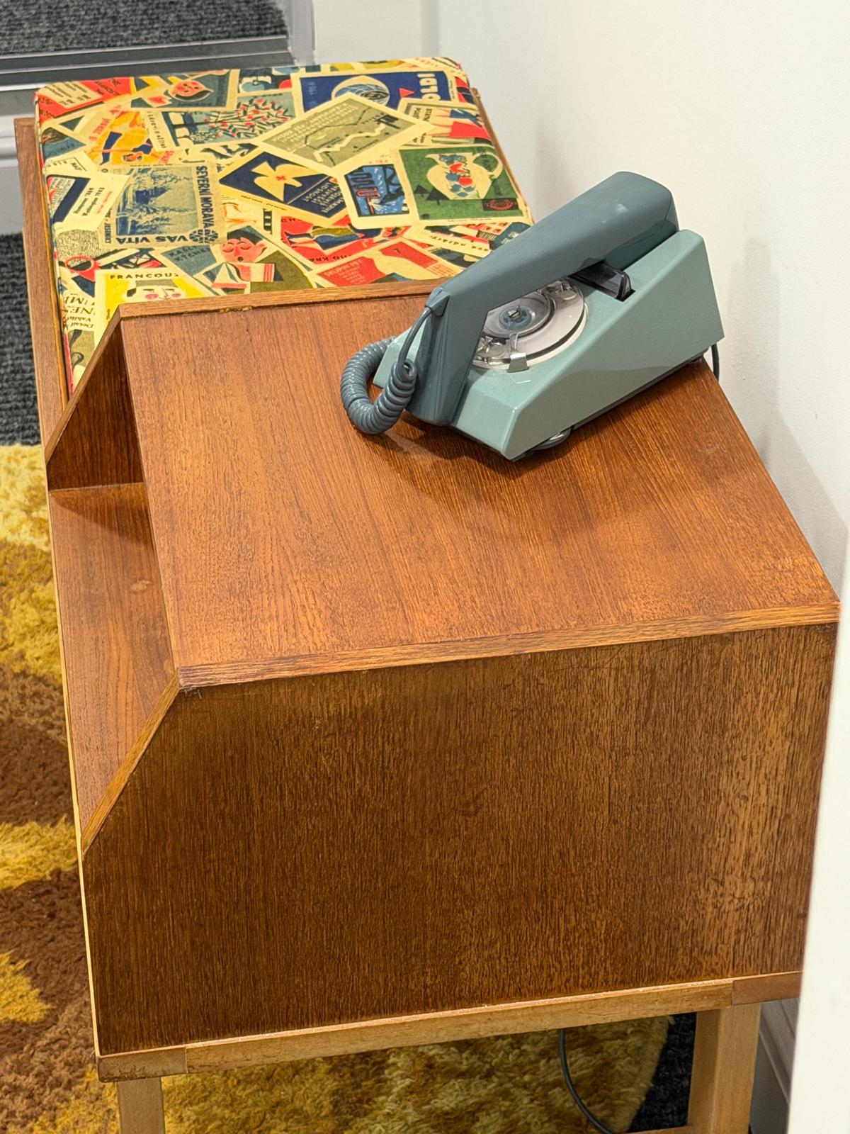 Telephone Bench by Chippy Heath with newly upholstered cushion.