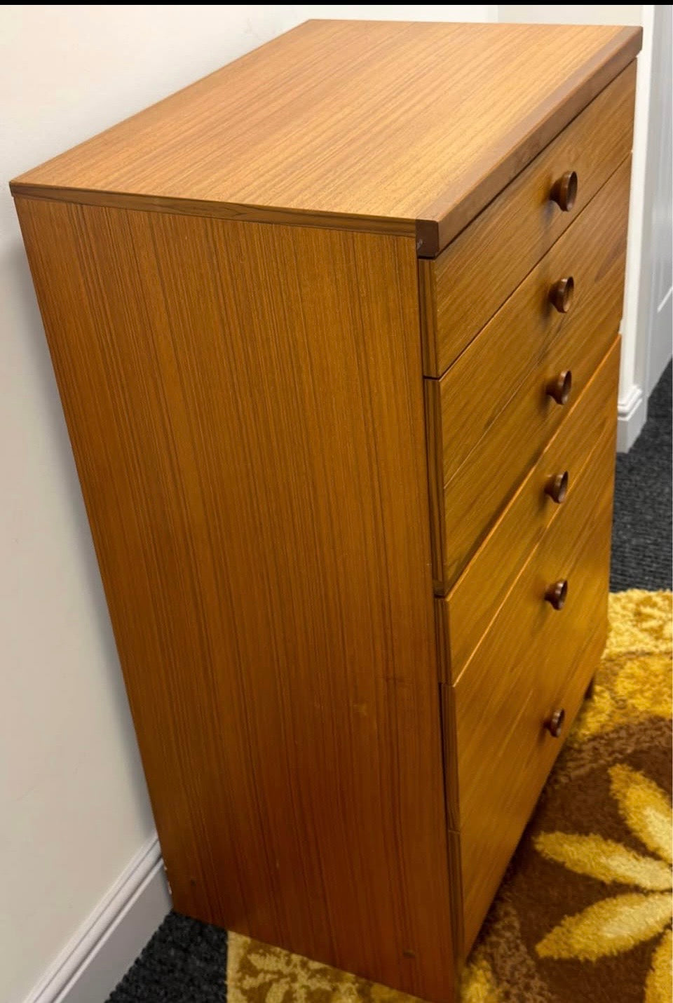 5 Drawer Tallboy by Avalon furniture. Mid century, vintage, retro.