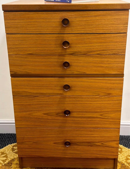 5 Drawer Tallboy by Avalon furniture. Mid century, vintage, retro.