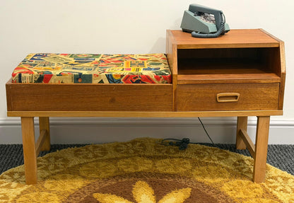 Telephone Bench by Chippy Heath with newly upholstered cushion.