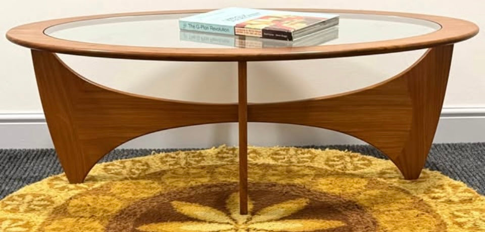 G Plan Fresco oval glass coffee table