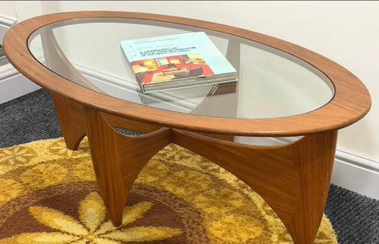 G Plan Fresco oval glass coffee table
